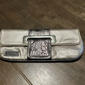Vittorio Metallic Silver Clutch